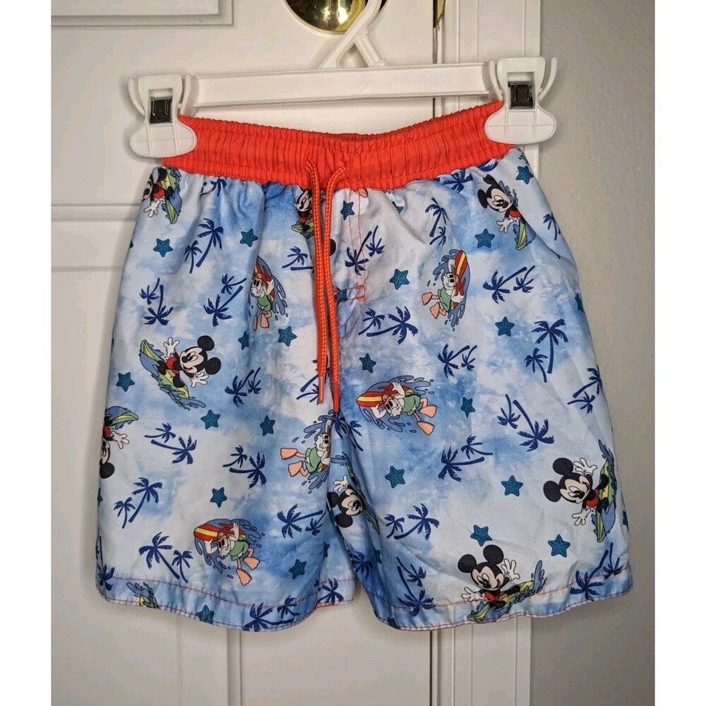 Disney Junior Mickey Mouse & Donald Duck Blue Beach Swim Shorts Trunks Size 2T